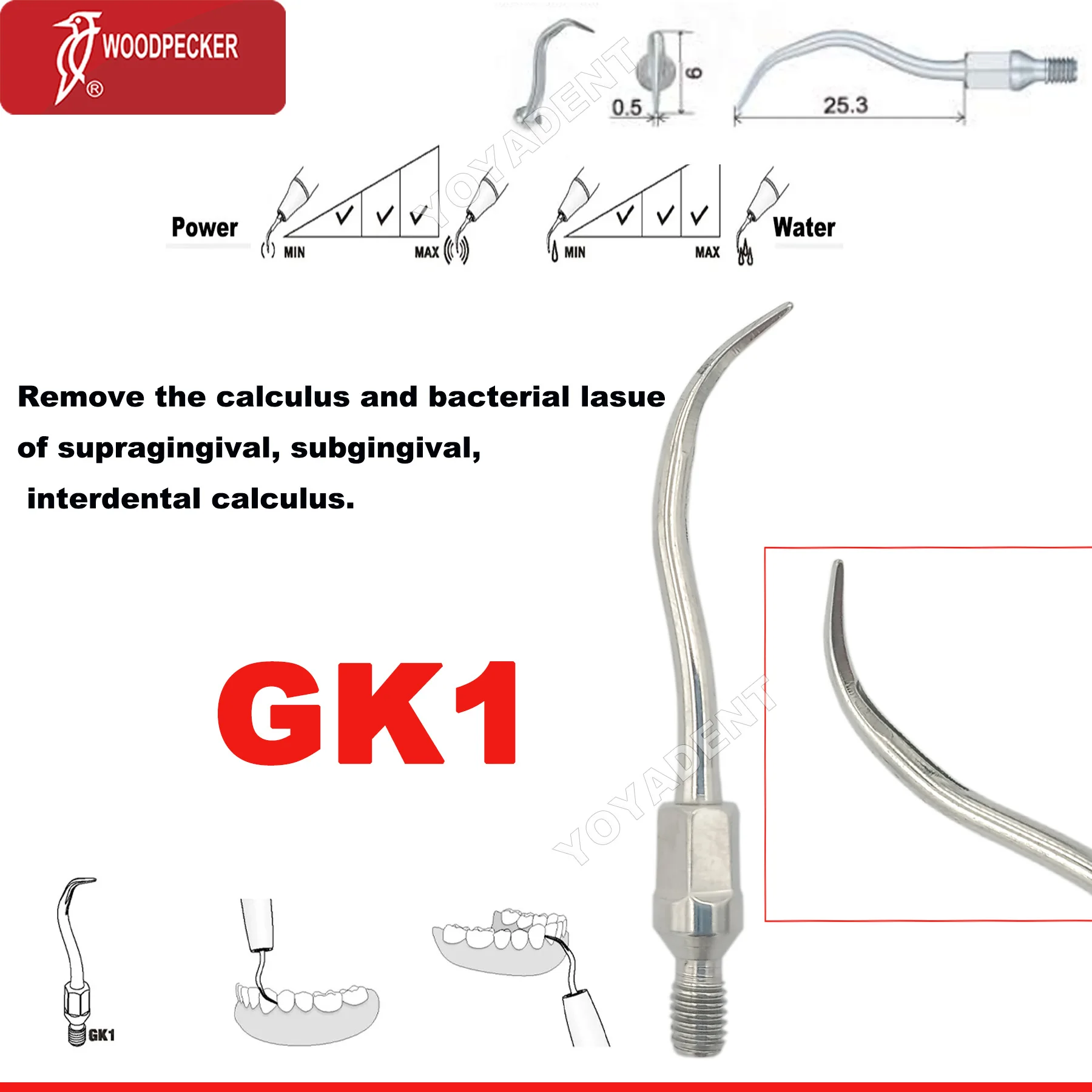 

Woodpecker Dental Ultrasonic Scaler Tip Scaling Tips GK1-GK7 Fit for Kavo Sonicflex Air Scaler Handpiece