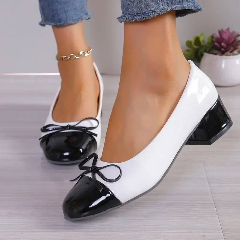 Damskie Casual Bow-knot Sweet High Heels Sandals 2024 Summer Platform Heels Office Mary Jane Shoes Ballet Pumps Zapatos De Mujer