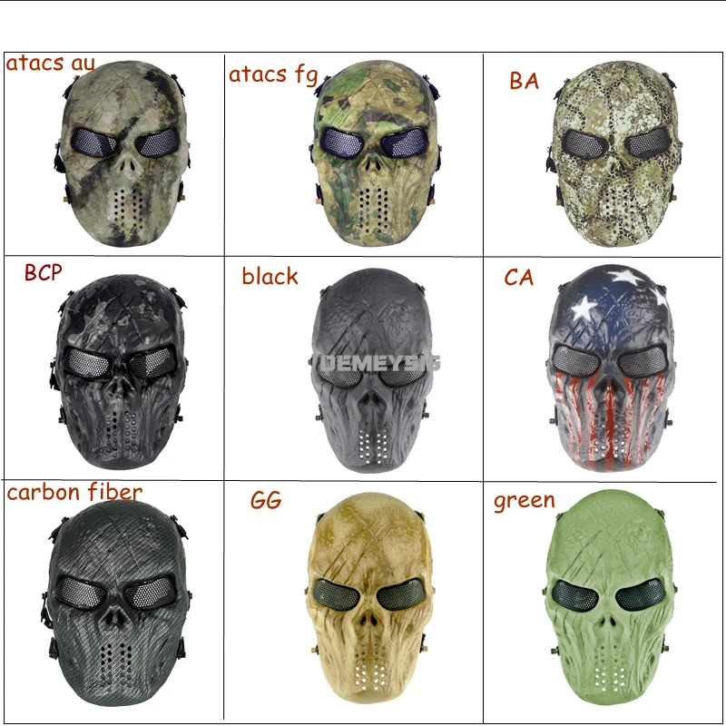 Pełna twarzTaktyczna maska do paintballa ochrona Airsoft strzelanie maska z czaszką bezpieczeństwo polowanie na świeżym powietrzu CS Wargame maska na twarz