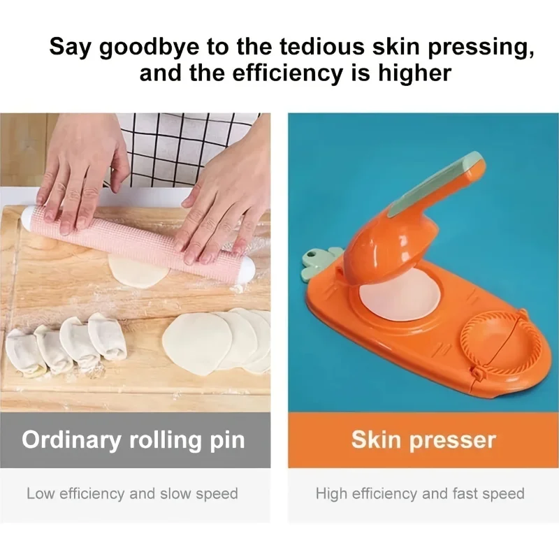 2 In 1 Dumpling Skin Press Manual Dumplings Modeling Maker Set Dough Pressure Mould Machine Pressing Tool Mold for Kitchen