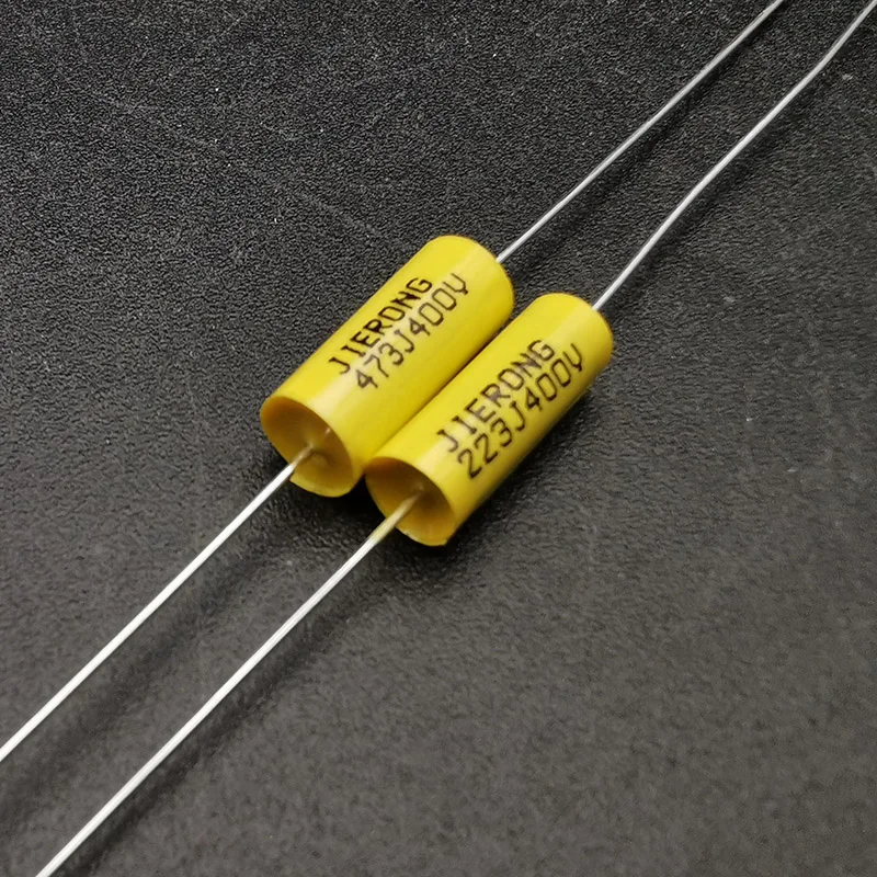 20Pcs Axial Capacity Polyester Capacitor 223J400V/473J400V 0.022uf/0.047uf Brass Leg Electric Guitar Tone Capacitor Yellow