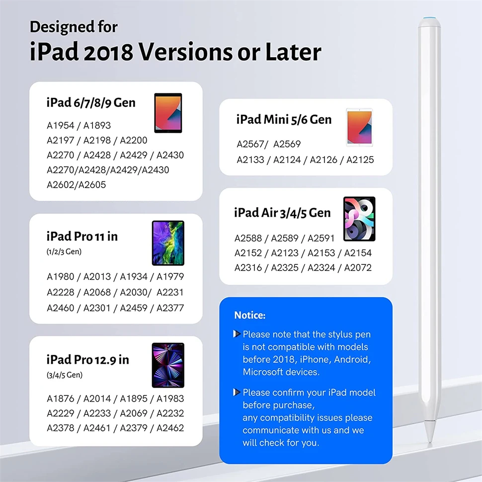 قلم تحديد للشحن اللاسلكي من الجيل الثاني لجهاز Apple iPad Air 4 5 Pro 11 12.9 Mini 6 مع قلم احترافي لرفض النخيل 2