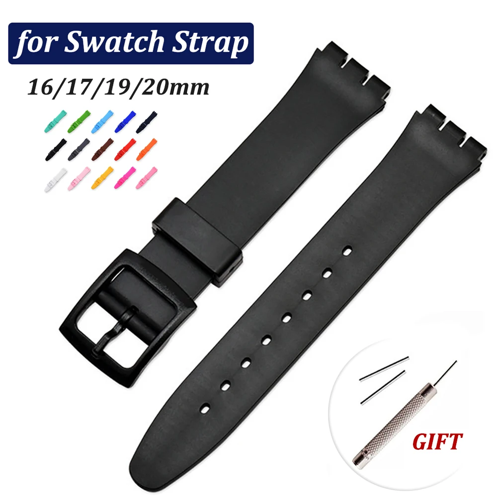 Strap for Swatch 19mm Soft Silicone Bracelet Women&Men Colorful Watchband 19 20 16 17mm for Swatch Watch Band Accessory WithTool