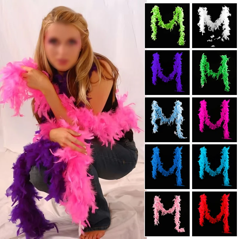 Thicken Plush Turkey Feather Boa Soft Full Feather Trim Stripe for Wedding Party Costume Stage Dancing Diy Decorations