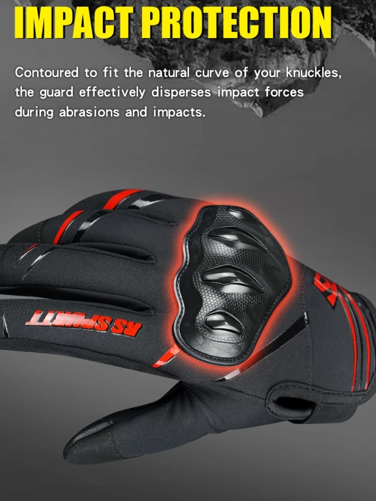 Autumn Motorcycle Gloves Fleece Lined Thermal Touchscreen Anti-Slip Water Resistant Windproof Full Finger Riding Gear Men