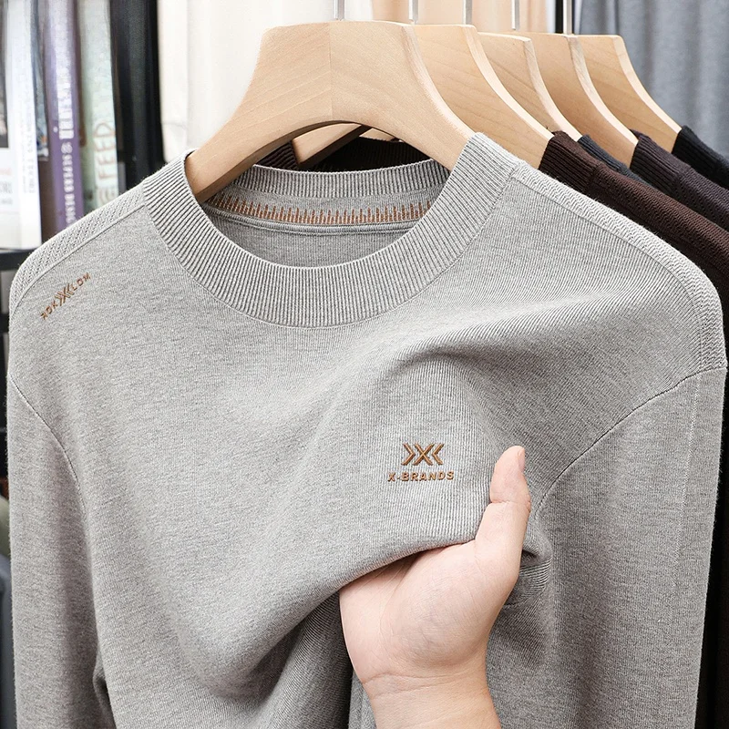 

Pierre Cardin Men's Wool Knitwear round Ne Sweater Pure Color Casual Sle Mid-aged Comfortable Soft Long Sve Autumn Winter