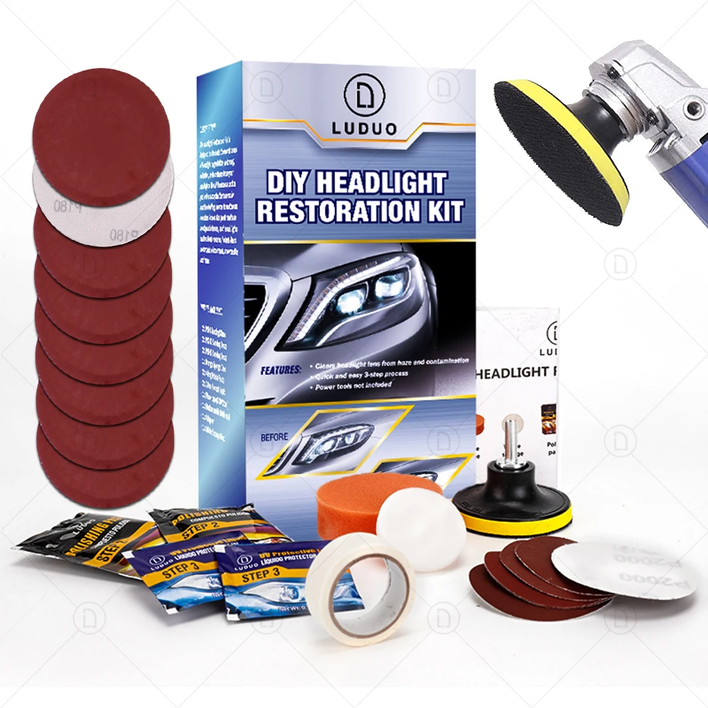 

Lamp Lens Scratches Paste Repair Removal Set Restorer Headlight Polishing Kit Car Plastic Light Restoration Cleaning
