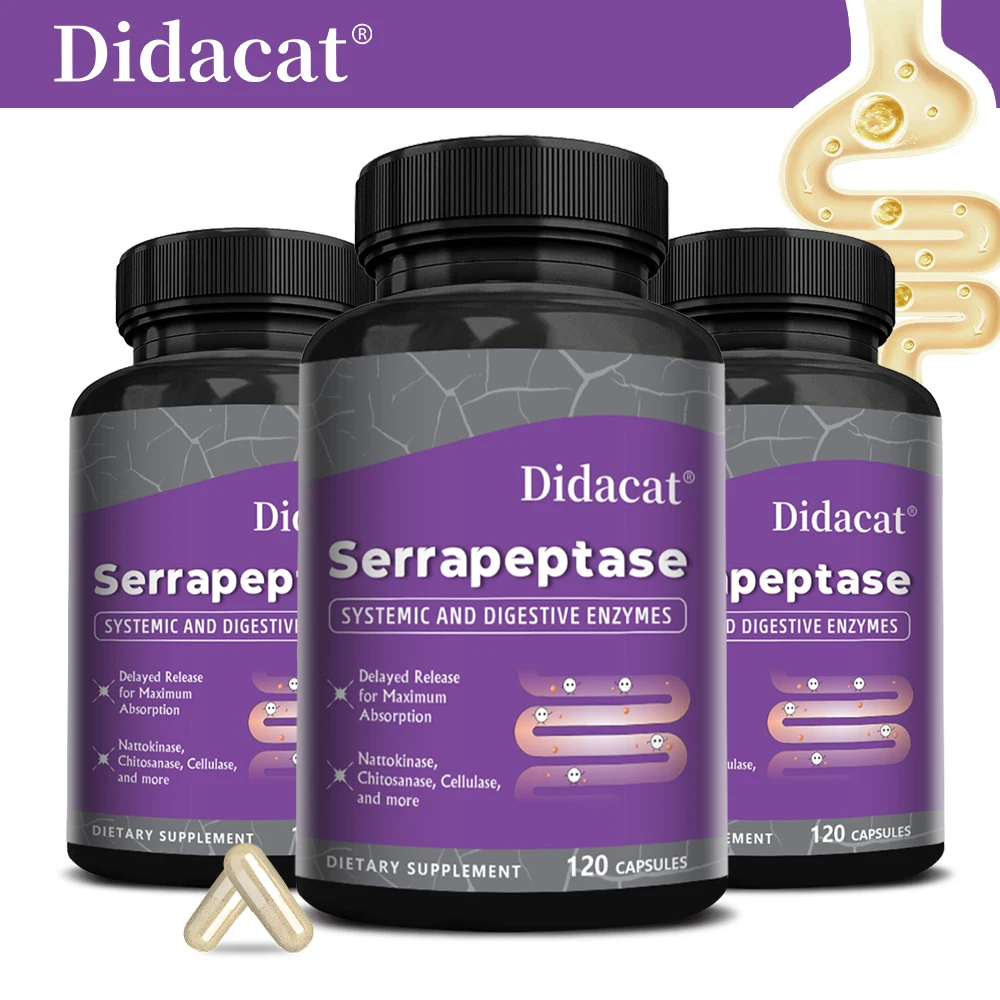 Serrapeptase - with Digestive Enzymes, Nattokinase, Chitosanase and Cellulase - Supports Joints, Heart, Gut, Anti-inflammatory