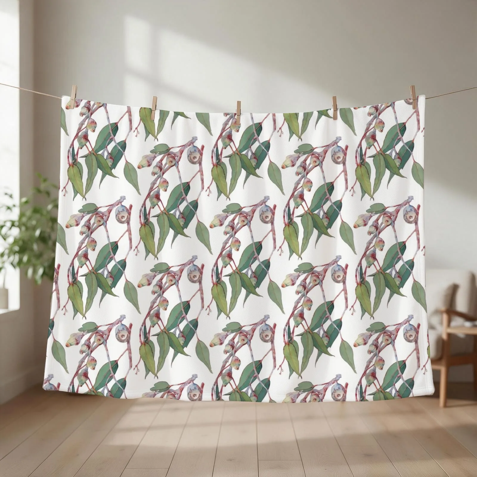 Australian native eucalyptus tree branch watercolour Throw Blanket Decoratives Cute Summer blankets ands Blankets