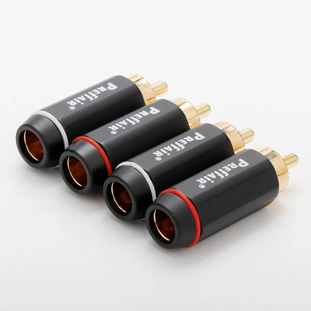 HiFi RCA Connector Plug Rhodium/Gold Plated Audio Cable Connectors Suitable for 6mm Wire R1740G/R