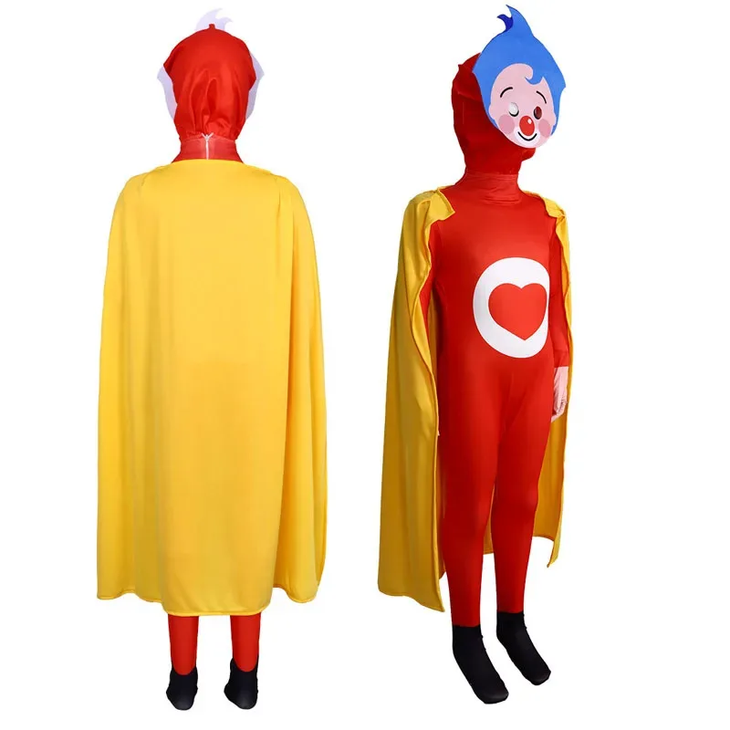 ❤❤2025 Halloween Adults Joker Magician Plim Cosplay Costume Jumpsuit Children Anime Bodysuits With Cloak Mask Fancy Dress New ★☆