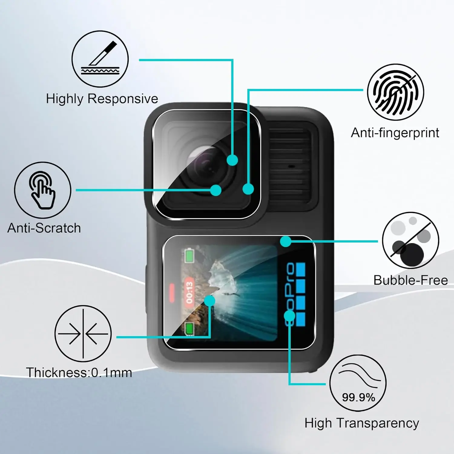 غطاء حماية من السيليكون الناعم + عدسة لهاتف GoPro Hero13 + مجموعة ملحقات الحبل - أسود #2