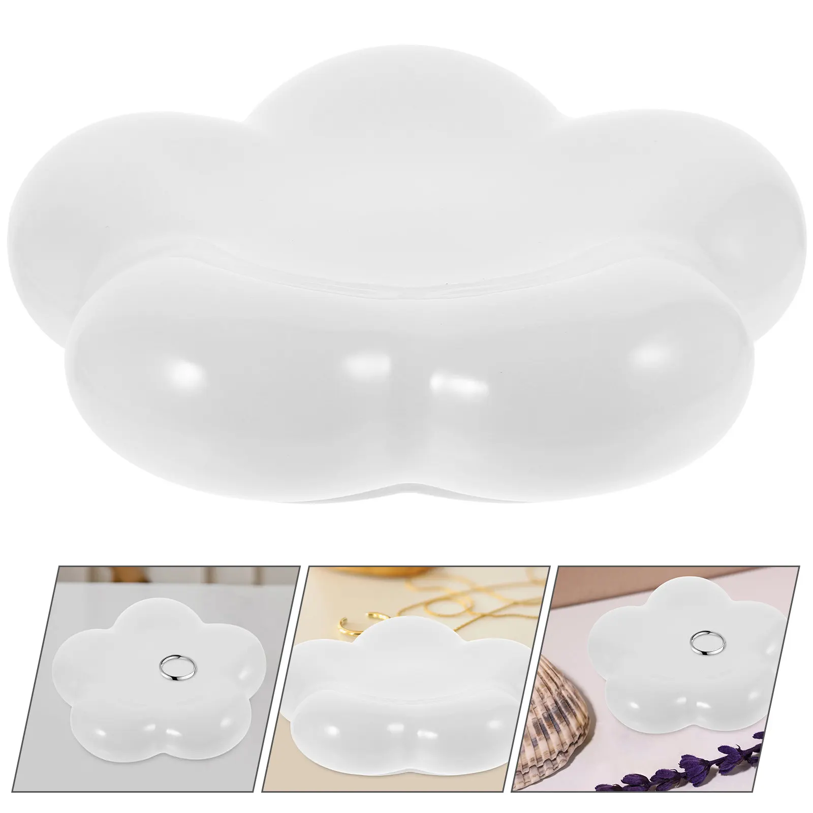 

Ceramic Flower Jewelry Dish Tray for Rings Trinkets Display Photography Prop Stylish Desk Decor Gift for Women Mom Girlfriend