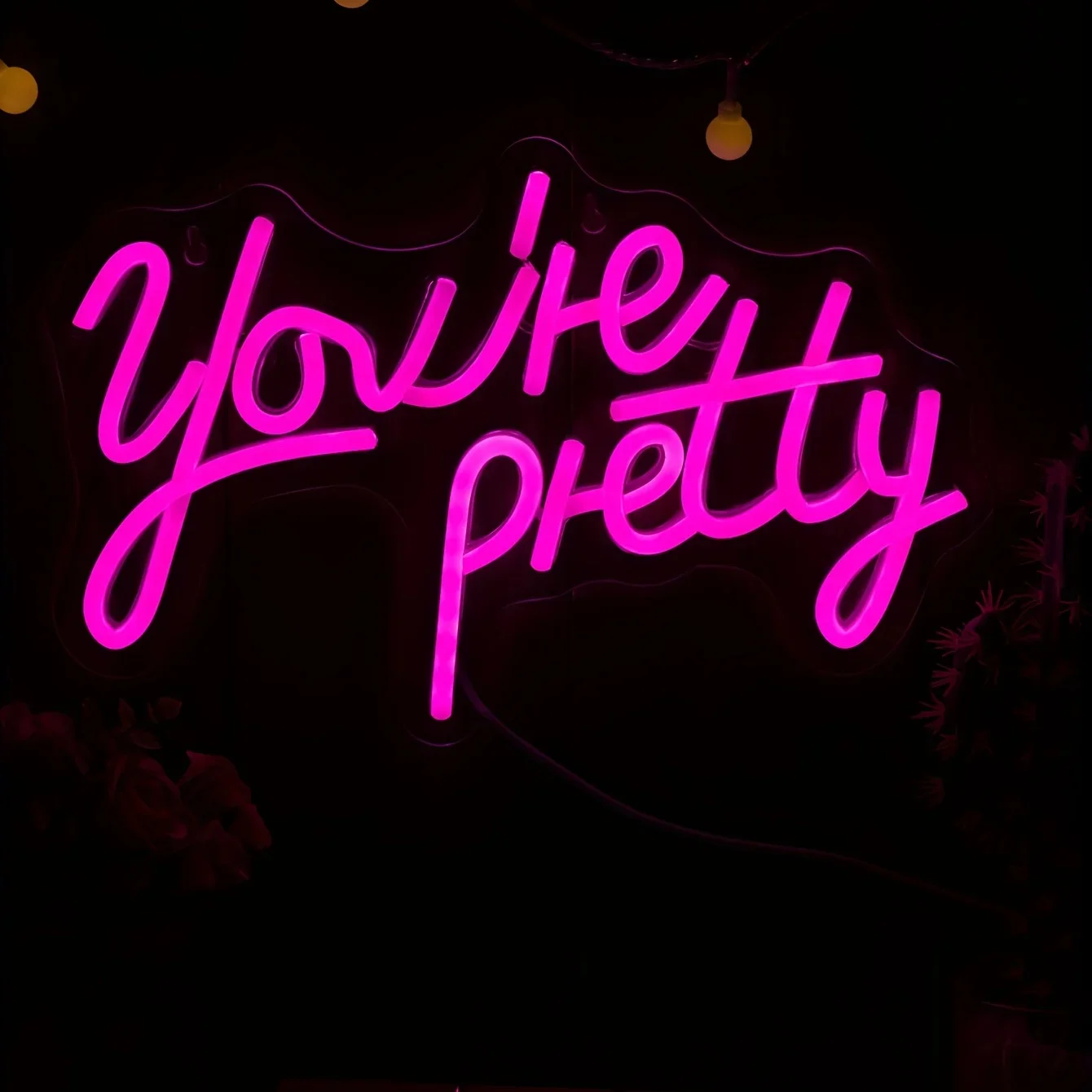 You're Pretty Neon Sign, Pink Neon Signs for Wall Decor, USB Powered Led Neon Signs for Bedroom Decor Sign for Bachelorette Party