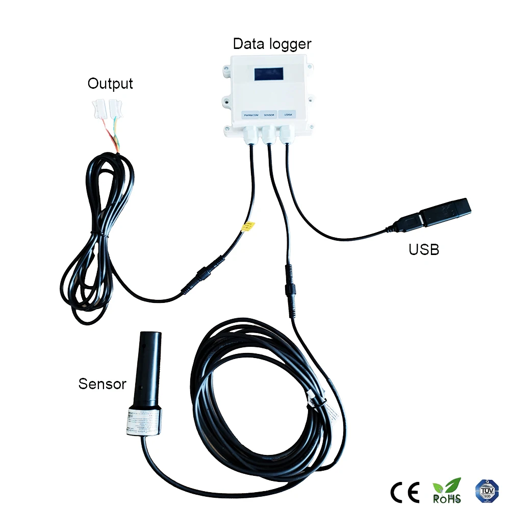 High precision dissolved CO2 sensor with measurement range of 0-10000ppm with data logger for greenhouse smart agriculture