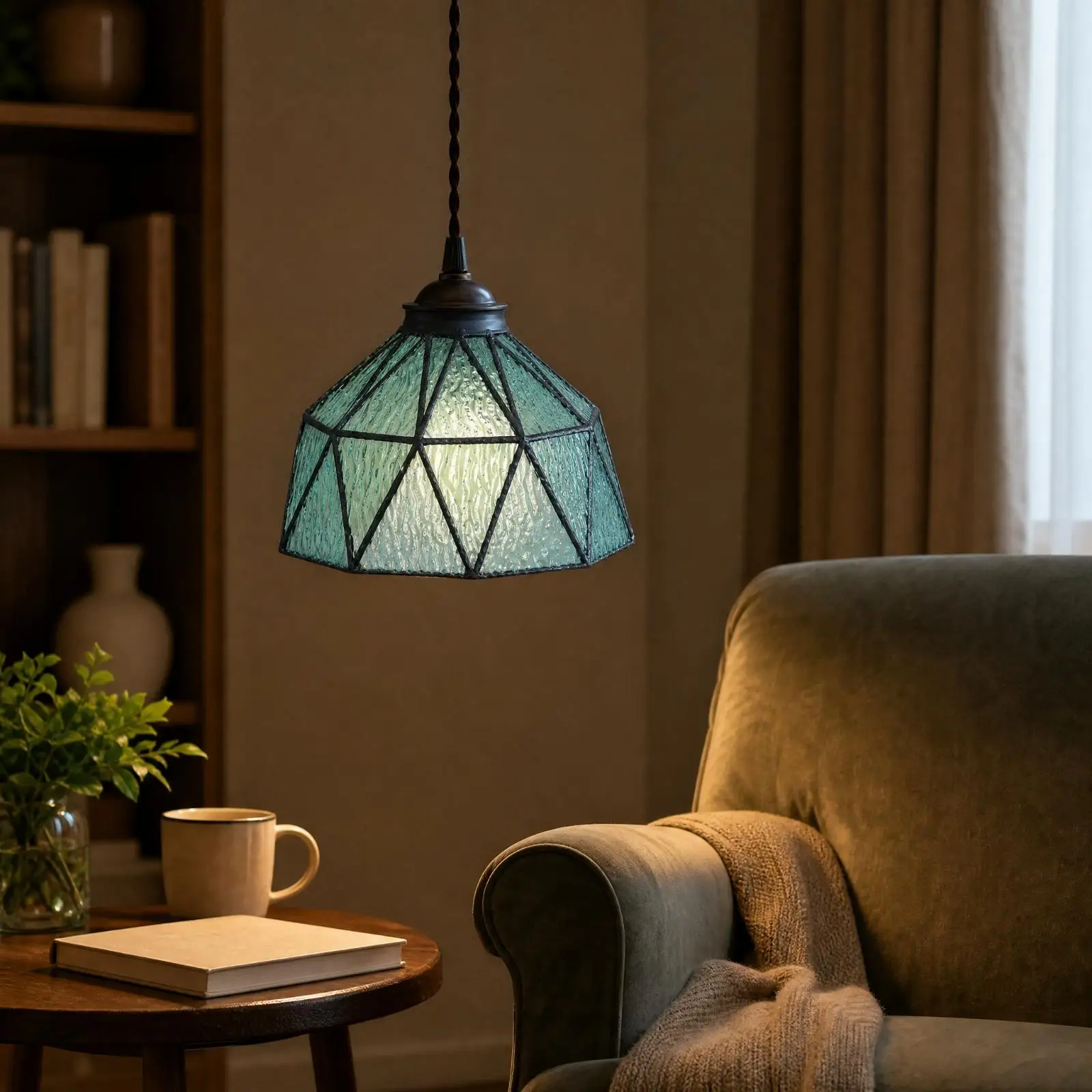 Stained-Glass-Style Stained-Glass Lampshade Decorative DIY Pendant Light Shade