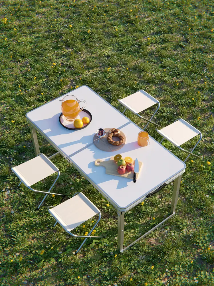 Folding table outdoor night market stalls push small tables foldable portable aluminum camping picnic tables and chairs.