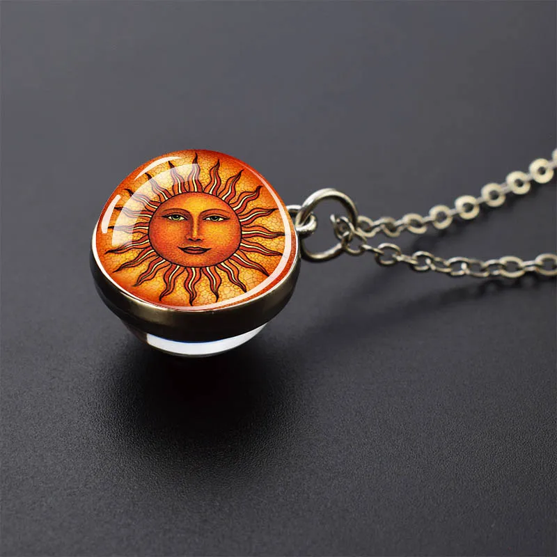Egyptian Ankh Necklace Ancient Egypt Anubis Glass Ball Pendant Necklace Amulet Jewelry