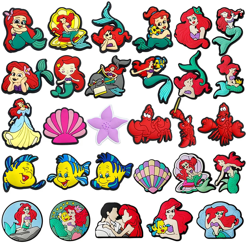 

12-100 шт. Декоративные элементы для обуви серии «Русалка», мультяшные украшения для сандалий, клогов, садовой обуви, пряжки для детских подарков