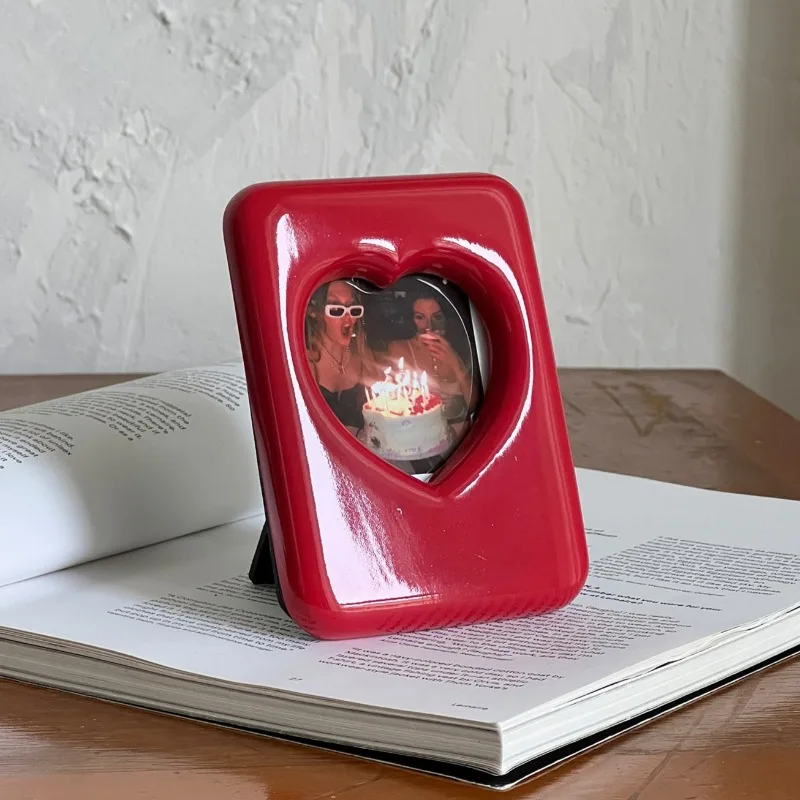 Playing‑card Motif 3 Inch Instant Film Photo Mini Series Frame, Resin Heart Spade Diamond Shaped Desk Ornament, for Home Decor