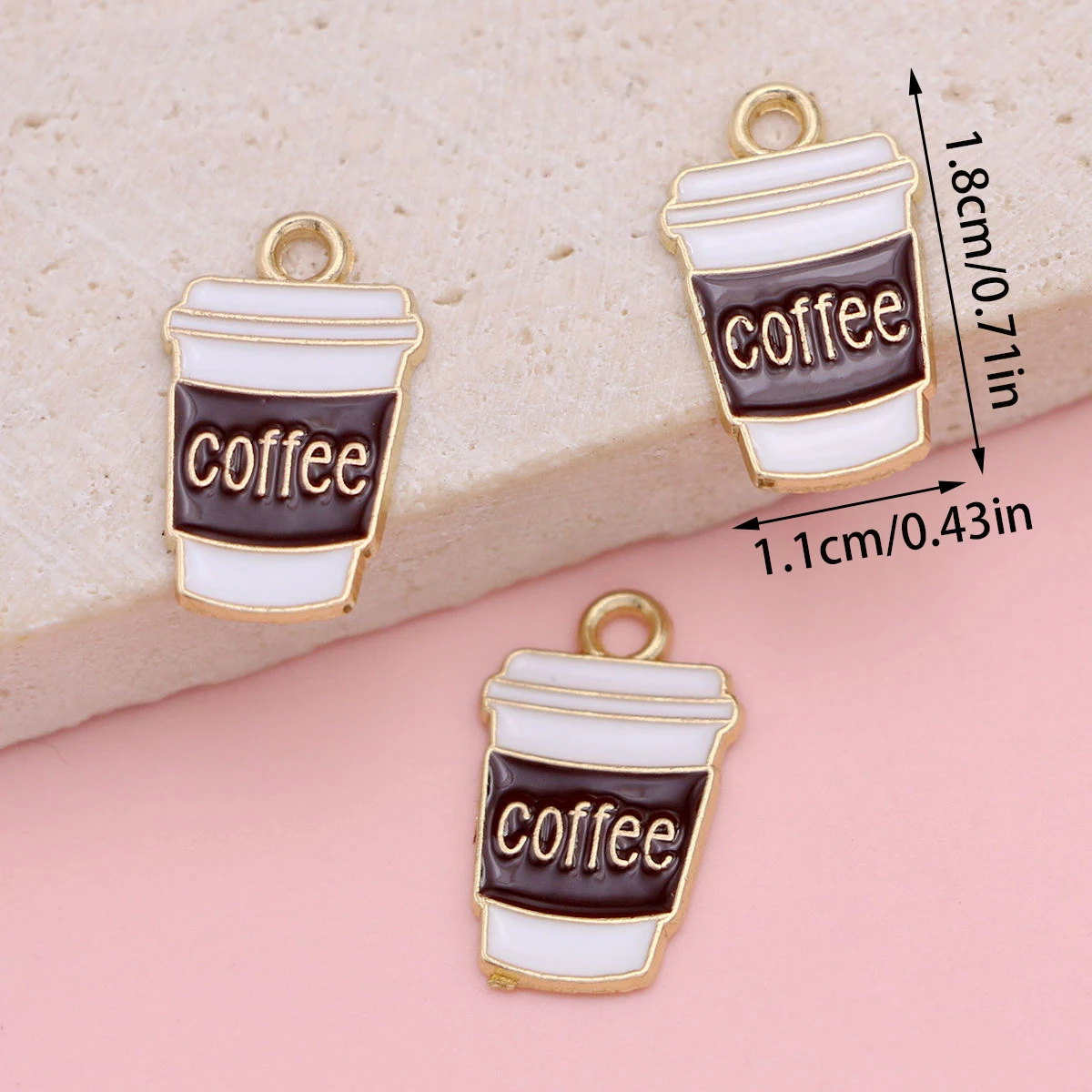 20pcs Enamel Coffee Cup Charms Gold Plated Coffee Pendants For Making Jewelry Creative Gift - 36 - Image 3