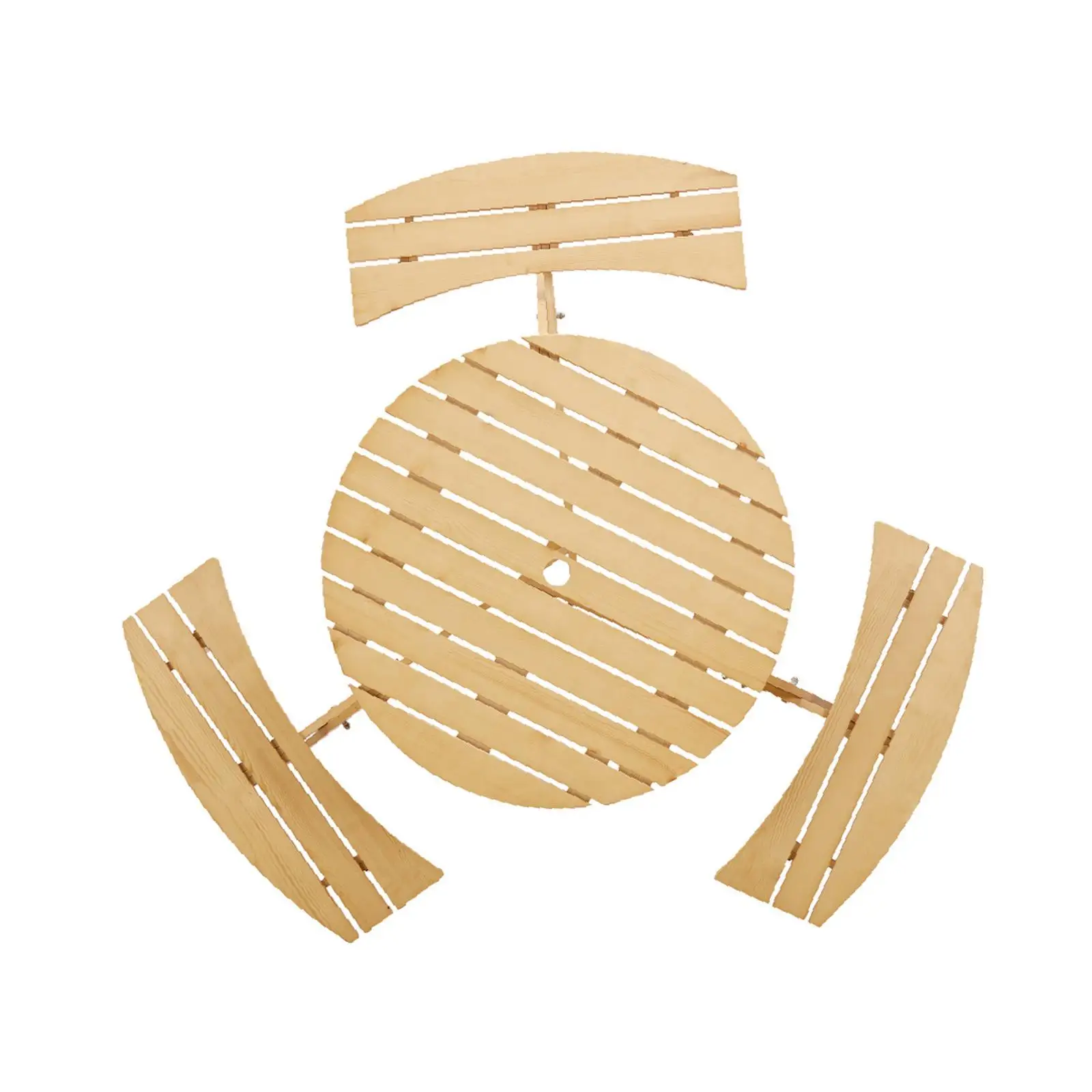 طاولة نزهة خارجية تتسع لـ 6 أشخاص، طاولة نزهة مستديرة تتسع لـ 6 أشخاص مع 3 مدمجة #1