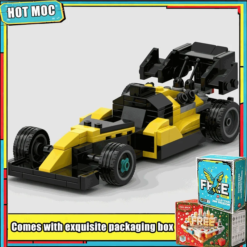 182PCS Yellow Black Form Racing Car Model Speed F1 Vehicle Building Block Creative Assembly Educational Collectible Home Gift