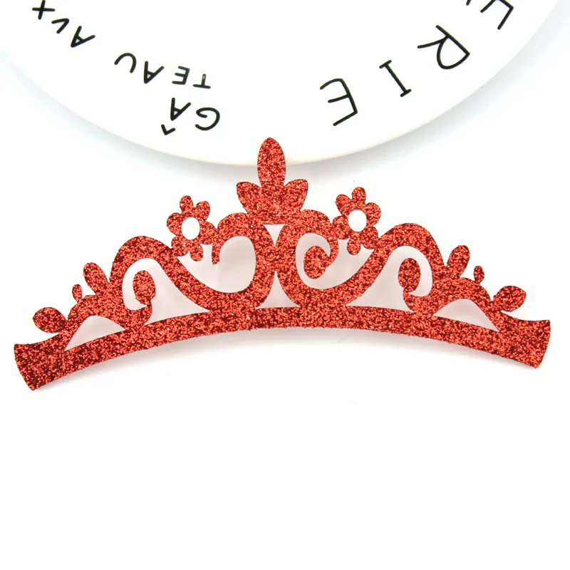 18Pcs 4.5*12cm Glitters Crown Shiny Padded Appliques For DIY Kids Headwear Clip Hat Decor Ornament Garment Accessoires Wholesale