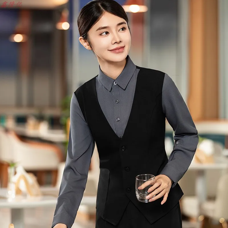 西洋レストラン ステーキハウス カフェ ティーハウス ウェイター フェイクツーピース 長袖 レストラン ケータリング 鍋レストラン 作業服