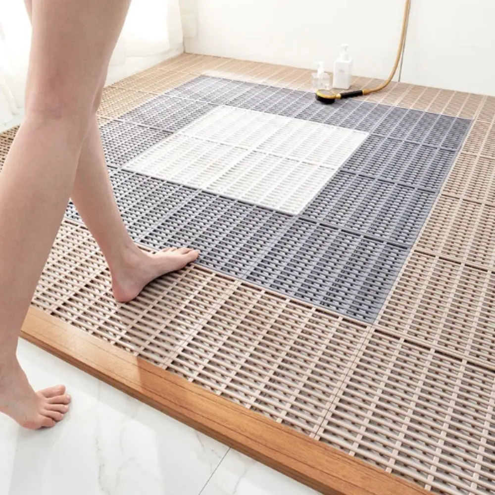 Hollow Splicing Interlocking Non-Slip Mat Drainage Waterproof Floor Mat Quick-Dry Anti-Skid Shower Mat Swimming Pool