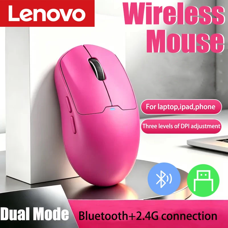 Lenovo Dual-Mode Wireless Mouse Bluetooth 2.4G Rechargeable Ergonomic Office Gaming Portable Mice For iPad PC Laptop Mouse