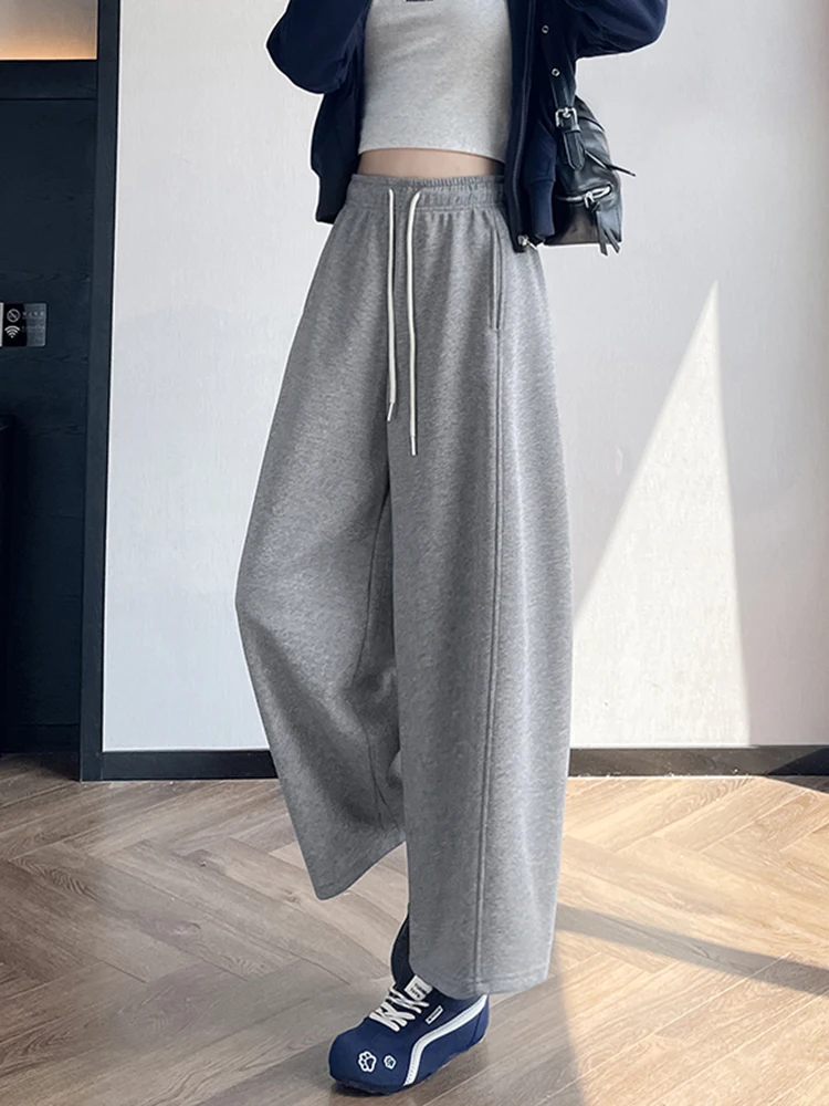 

Женские брюки с высокой талией и широкими штанинами, новинка весеннего сезона, укороченные, стройнящие, повседневные, прямого кроя.