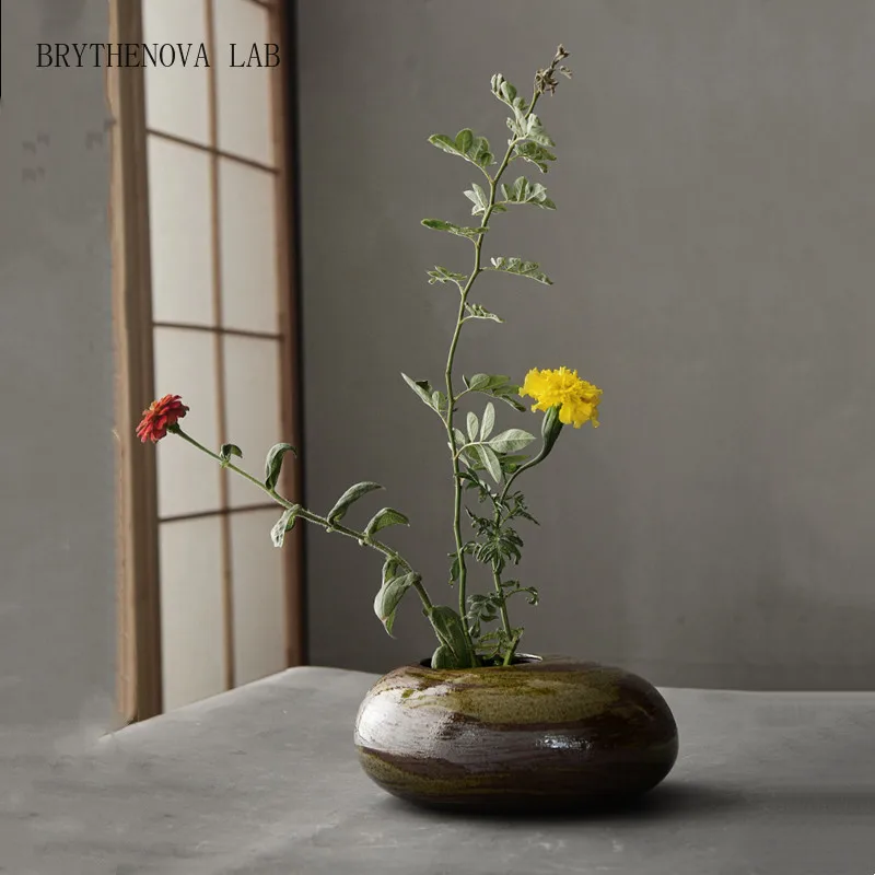 Potted Pot Ellipse Ceramic Flowerpot Vase Pebble Shape Arranger Flower Bonsai Accessories Home Decoration Succulent Pots Vases