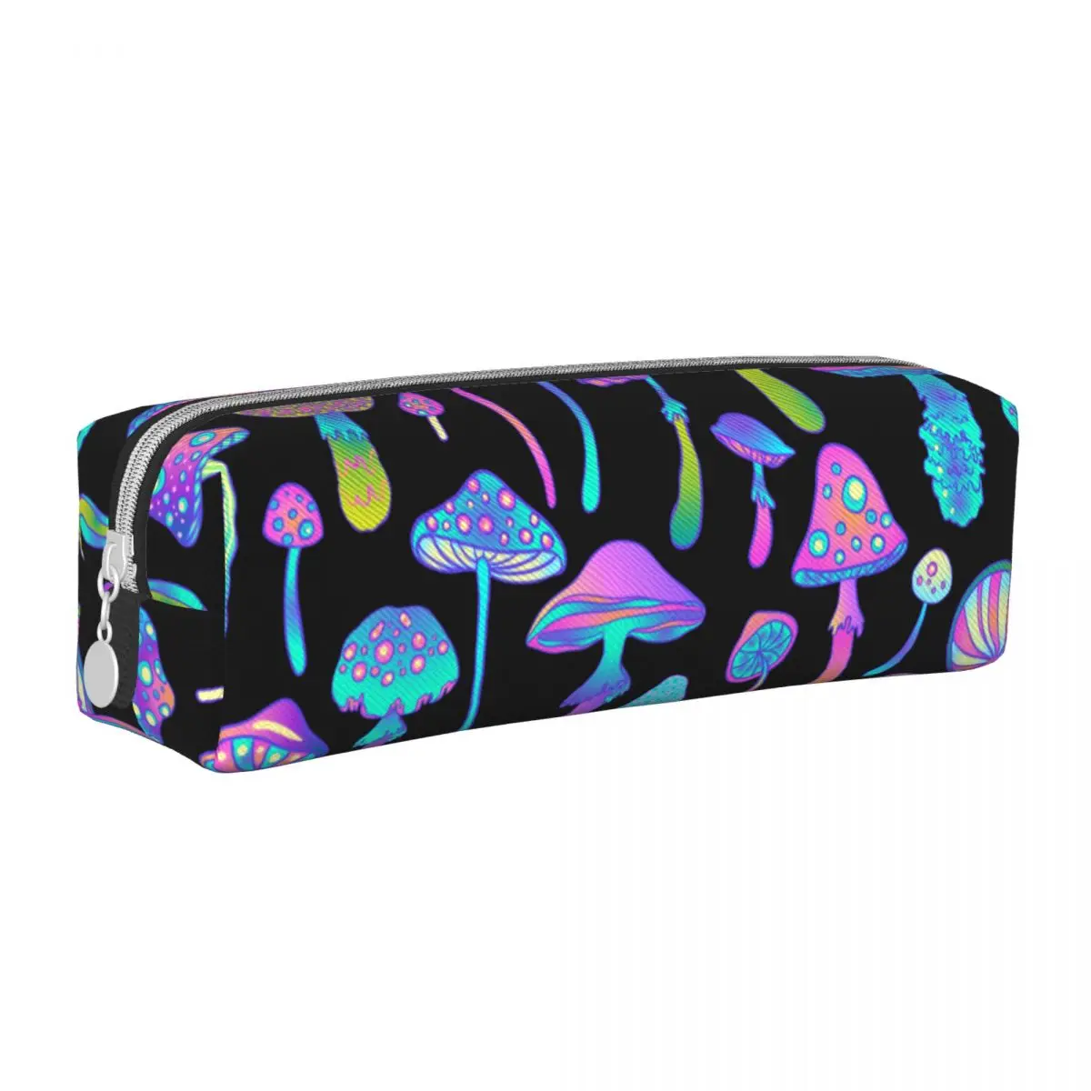 Magic Mushrooms Pattern Vintage Pencil Case Psychedelic Pen Bag Girls Boys Big Capacity Students School Zipper Pencilcases