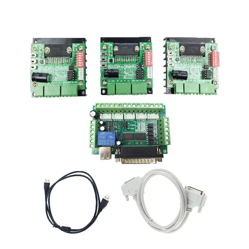 CNC Control System Kit, 1Pcs5 Axis Breakout Board 3Pcs TB6560 Driver Steper Motor