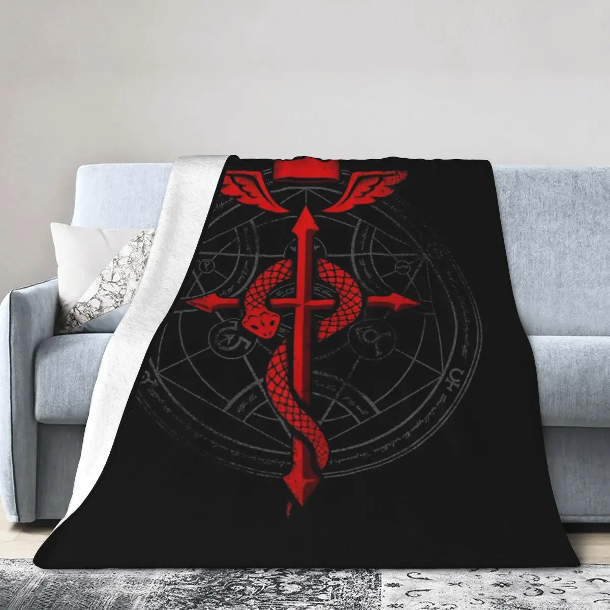 

Fullmetal Alchemist Flamel Blankets Soft Warm Flannel Throw Blanket Cover for Bed Living room Picnic Travel Home Couch