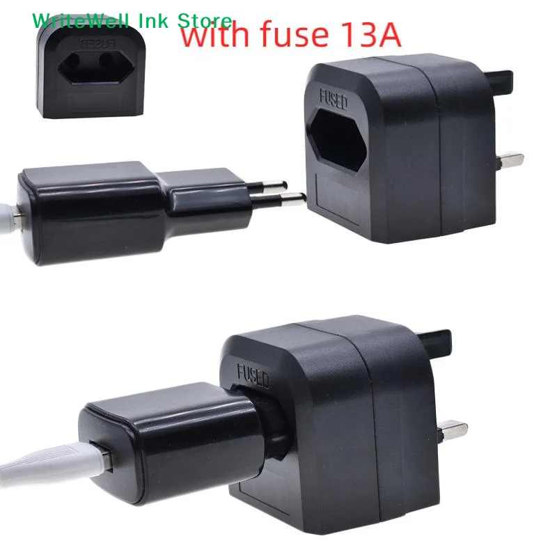 [FOA]1Pcs EU European 2 Prong Round To UK Singapore Malaysia 3 Pin Conversion Power Adapter UK Plug Type G Adapter With Fuse 13