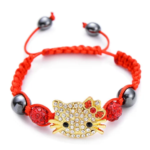 8Pcs New Hello Kitty Bracelet Sanrios Anime Fashion Simple Cat Diamond Beads Hand-Woven Couple Bracelet Holiday Gifts for Girls