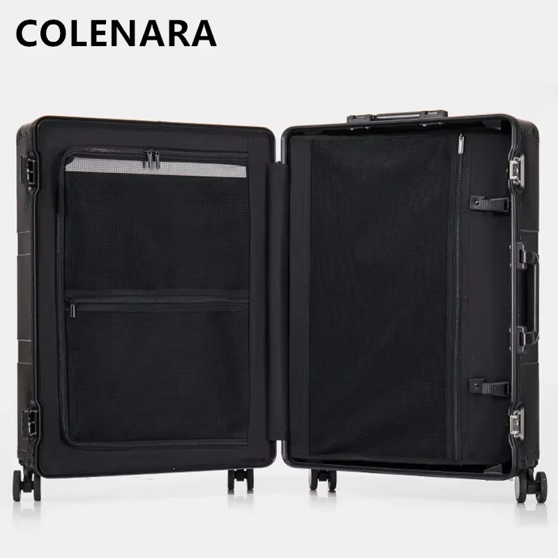 COLENARA Men's Suitcase Full Aluminum Magnesium Alloy Boarding Box Large Capacity Trolley Case 20