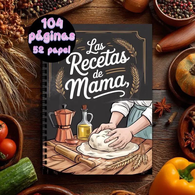 A5 Spanish Recipe Spiral Notebook,Blank Personal Recipe book,Suitable for Home Cooking,Baking and Home Chefs,Gift for Food Lover