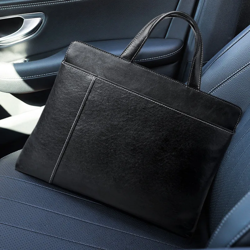 

Briefcase Genuine Messenger Men Leather Horizontal Handbag Large Capacity Computer Business Casual Cowhide Men's Shoulder Bag