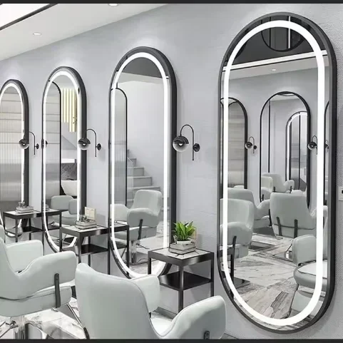 More Design Low Price Barber Shop Free Sample Single Double-sided Explosion Proof Hairdressing Led Makeup Beauty Salon Mirror