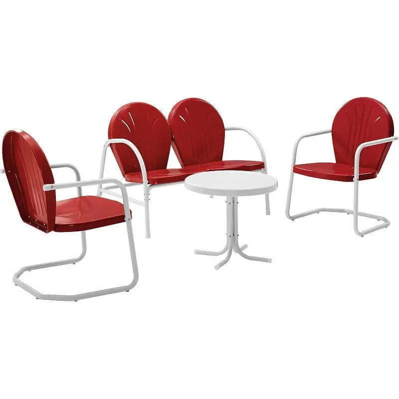 

Griffith 4-Piece Metal Outdoor Conversation Set with Table, Loveseat, and 2 Chairs - Red