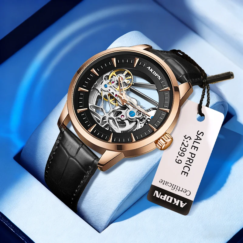 

Brand Luxury Men Watches Automatic Mechanical Wristwatch Skeleton Watch Waterproof Leather Strap Male Watch reloj automático