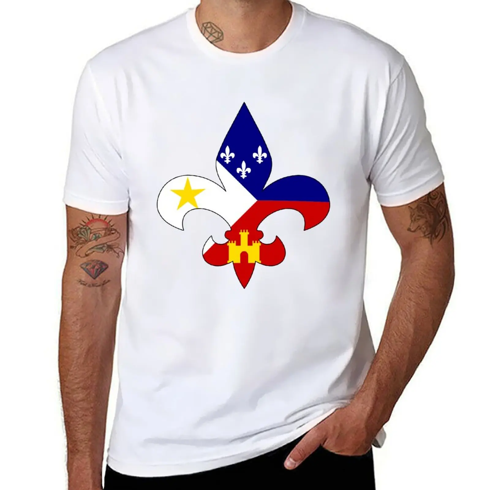 

Cajun Fleur De Lis T-Shirt man t shirt cotton high quality cotton tshirt 100%