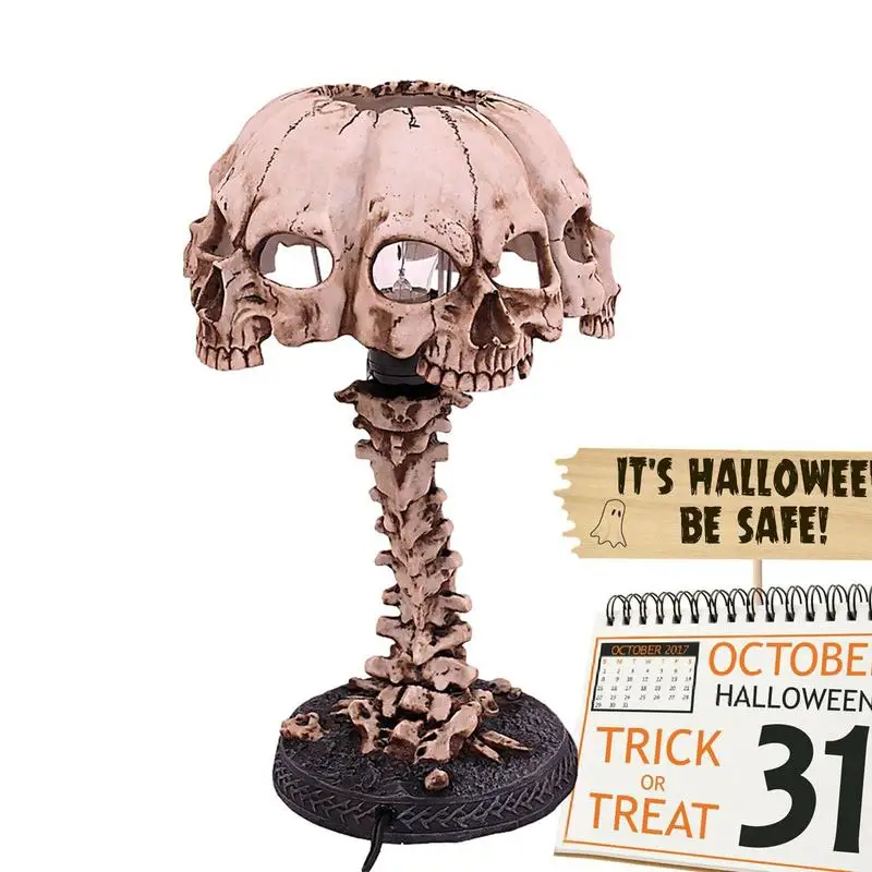 

Skull Night Light 4 Head Skull Horror Lamp Decoration Horror Lamp Decoration Resin Industrial Style 3D Halloween Decorative