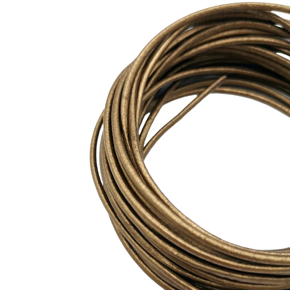 Metallic Brown 5 Yards 2mm Leather Strap 2.0mm Diameter Genuine Leather Cord Bracelet Necklace Making