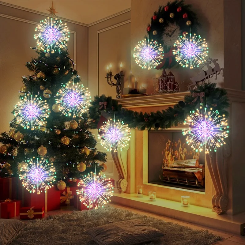 8 Modi hängen Weihnachten Feuerwerk Lichterketten 5/10pcs Starburst Fee Garten Lichter für Hinterhof Party Hochzeit Girlande Dekor