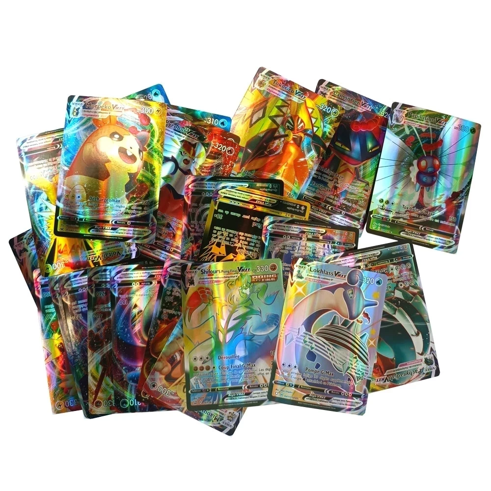 50-100pcs Pokemon Karte 100vmax 100gx 200 gx meist verkaufte Kinder kämpfen Französisch Spanisch Version Spiel Tomy Pokemon Team karten