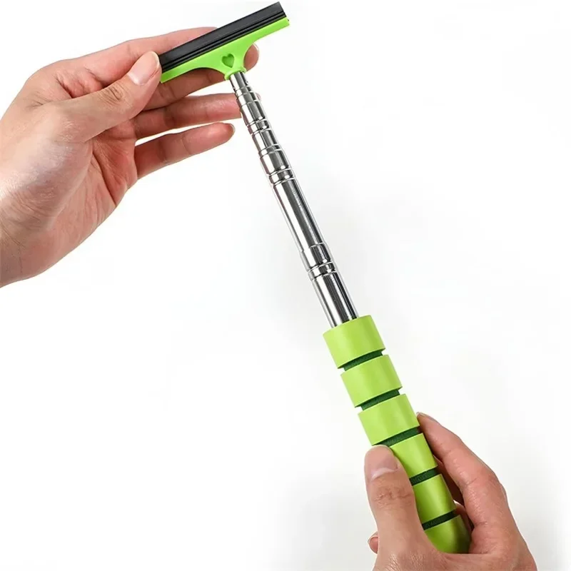 Retractable Car Rearview Mirror Wiper Stainless Steel Telescopic Layered Brush Head Window Wash Cleaning Brush Handheld Wiper